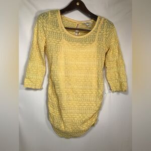 Jessica Simpson Maternity Size Small yellow Lace Top 3/4 Sleeves Tank Li…